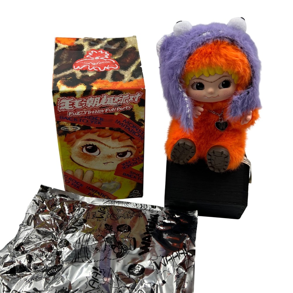 NAKU KU Fuzzy Trendy Fun Party Orange Purple Monster Plush Vinyl Figure Letsvan